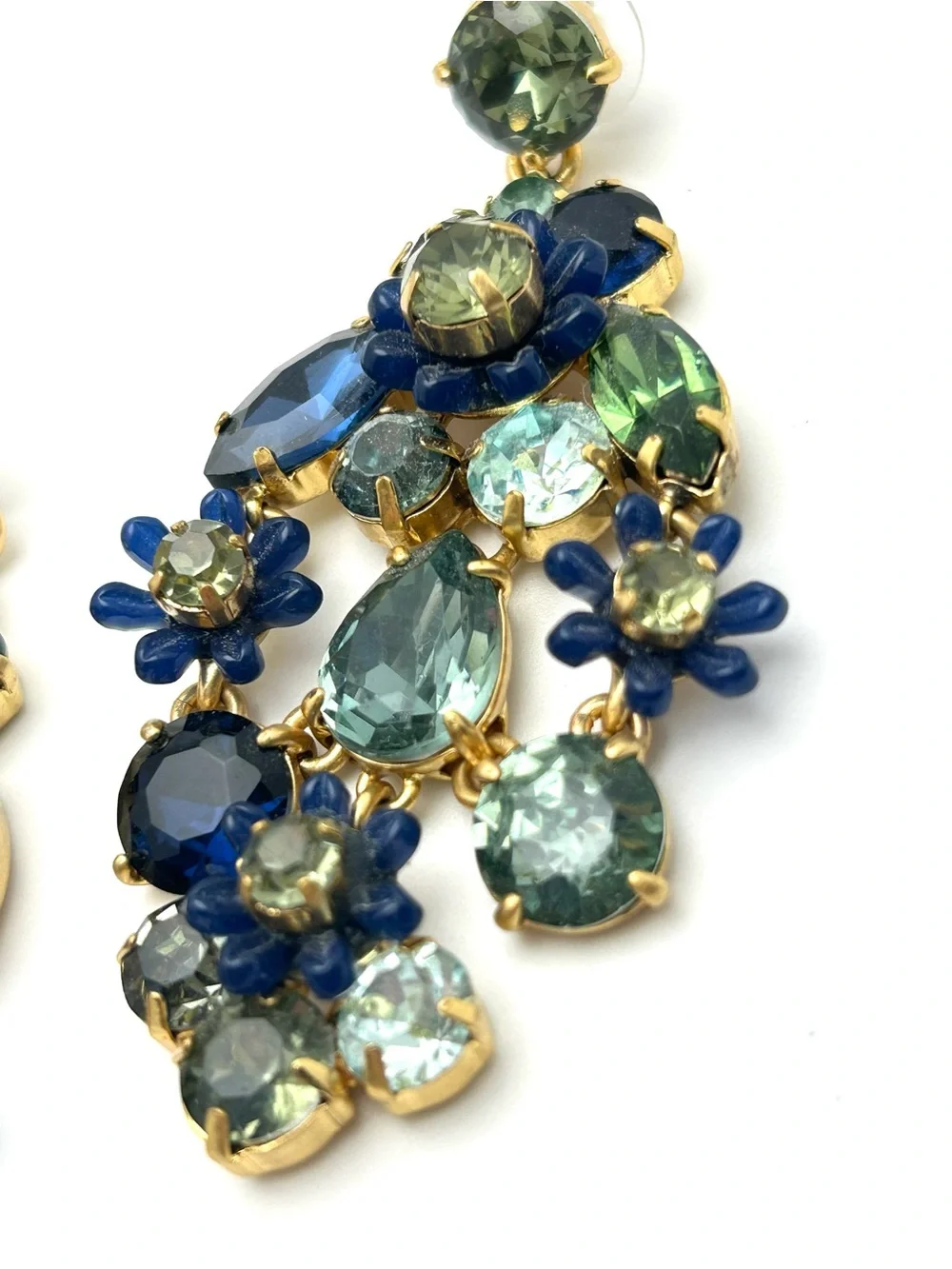 J. Crew Blue and Green Jeweled Earrings - Picture 2 of 5